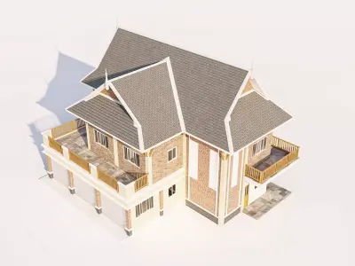 Contemporary Suburban Two-Story Home 3D Model Low-poly 3D model