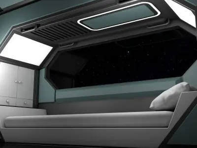 Sci Fi Bedroom Low-poly 3D model