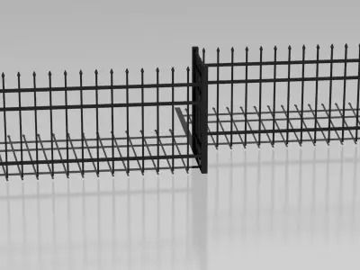 Metallic fence 04 3D model