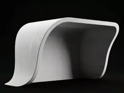 Futuristic Organic Concrete Bus Stop Urban Shelter Pavilion Low-poly 3D model