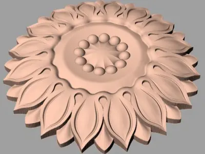 Furniture decoration round flower 3D STL model for CNC E925 3D model