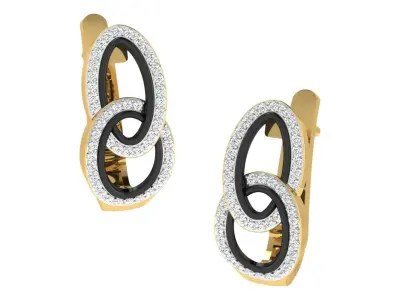 Yellow gold diamond earring-EZ BI-85 3D print model