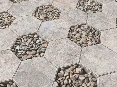 Paving hexagon pebble 3D model
