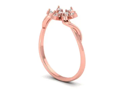 Solitaire Wedding Engagement Women Flower Bypass Rings 3D print model