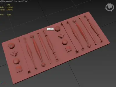 cabinet door handle set01 3D model