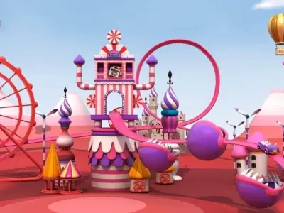 Cartoon scene playground castle arch  3D model