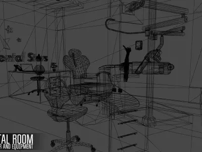 Dental room - interior and equipment Low-poly 3D model
