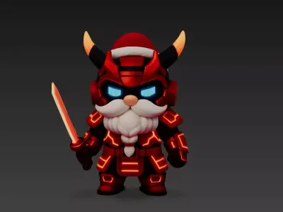 Cyber Samurai Santa Claus Futuristic Warrior 3D Character Model 3D model
