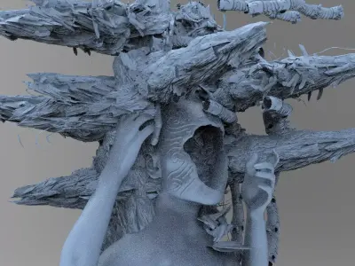 Ancient Crystal Sci fi tower cliff 4  3D model