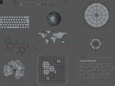 Sci-Fi Hud Elements dashboard 3D model
