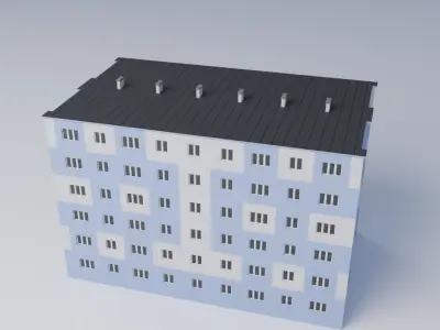 Apartment building 3D model 15