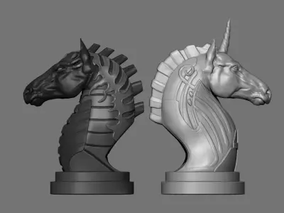 Two Original 3D-Printed Chess Knight Designs 3D print model