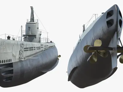  USS Gato SS-212 Submarine Displayed Rigged for Maya 