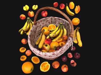 Medieval Market Fruit Stalls Tent Pack Low-poly 3D model