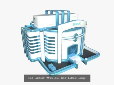 10 Sci Fi Buildings Collection A - White Blue - Exterior Design 3D Model Pack