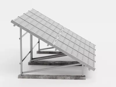 Solar Panel Set V3 - Double Monocrystalline Photovoltaic Array 3D model