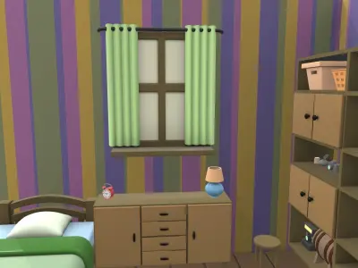 Isometric cartoon bedroom 04 3D model