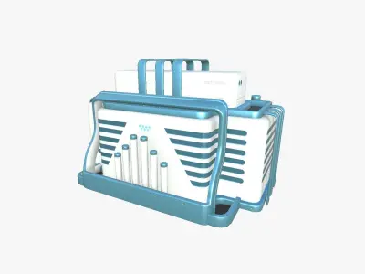 SciFi Bank A01 White Blue - Sci Fi Exterior Design Low-poly 3D model