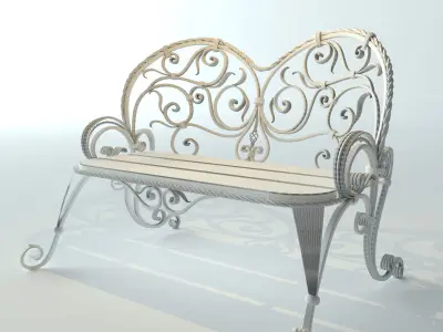 bench wrought iron Low-poly 3D model