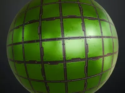 Greenish Metal Plate Sci-Fi PBR Seamless Texture