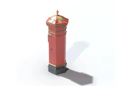 Vintage Post Box Low-poly 3D model
