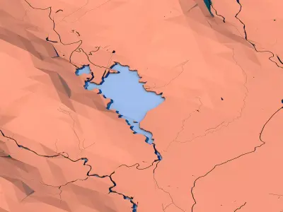Low Poly Topographic Landscape Model 3D model