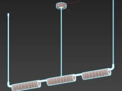 lucina-long modern light fixture with brass and clear glass 3D model