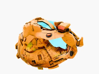 Golden Space Helmet SciFi 3D Model Low-poly 3D model