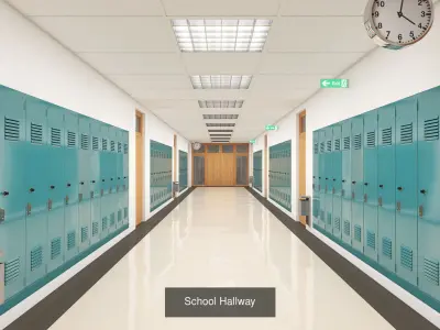 School Collection 1 interior of building 3D Model Pack