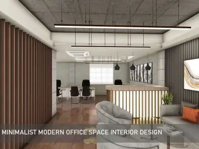 Minimalist modern office space Interior Design 3D model