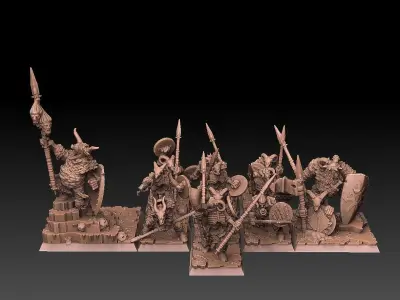 Undead Beastmen Light Spearmen 3D print model