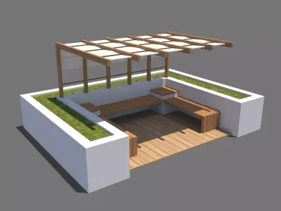 Pergola With Seating Sheltered Corner 3D model