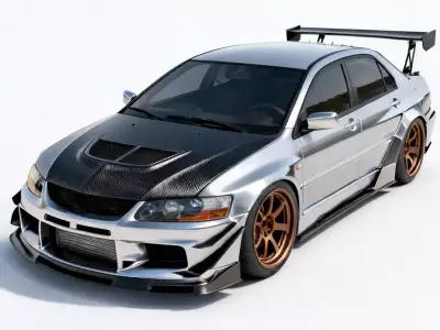 Silver Street Performance Sedan 3D Model Low-poly 3D model