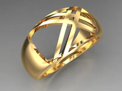 Light Gold Diamond Men Ring 2MR091 3D model