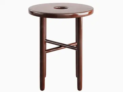 Namba Walnut Stool 02 Low-poly 3D model