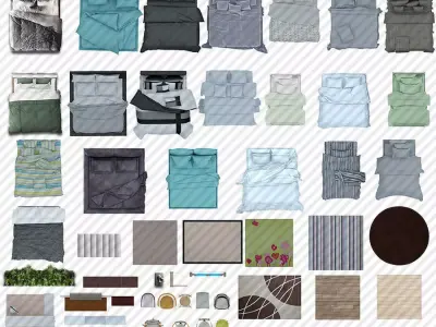 2D FurnitureFloor Plans collection and Bonus Full House PSD PDF  Texture