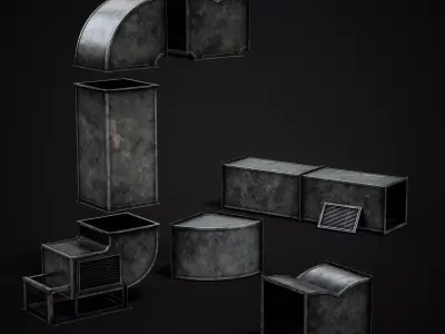 Ventilation Modular Low-poly 3D model