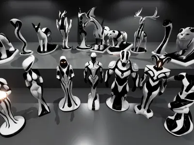 SciFi Statues and Decor Low-poly 3D model purchase
