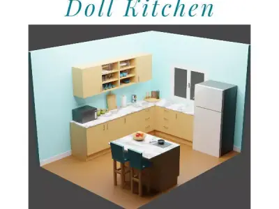Doll Kitchen Low-poly 3D model