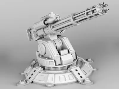 Stationary minigun 3D print model
