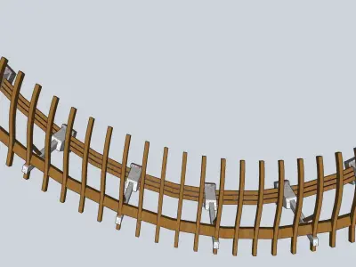 wooden pargola in curve sketchup model 3D model
