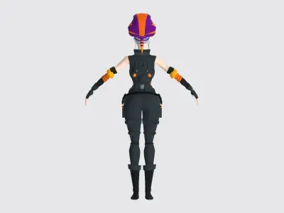 Midpoly Cyberpunk Female Character 01 Low-poly 3D model