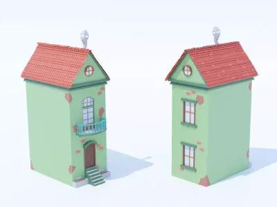 Italian Building number 10 Lowpoly Low-poly 3D model