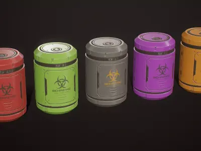 Sci-Fi Biohazard Barrel 5 Color Options LODs - PBR Game Ready  Low-poly 3D model