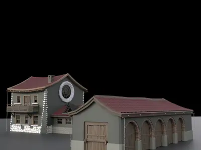 village house Low-poly 3D model 3