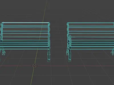 pavement bench Low-poly 3D model