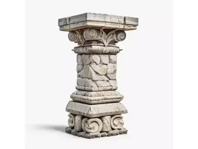 Ancient Stone Bridge Pillar for 3D print Low-poly 3D model