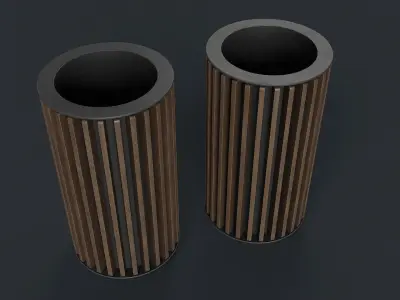 Street Trash Can 43 PBR Game Ready Low-poly 3D model