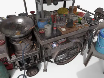 Local Char Kuey Teow Stall 3D model