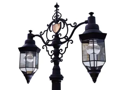 Parisien-Inspired Vintage Streetlight Low-poly 3D model